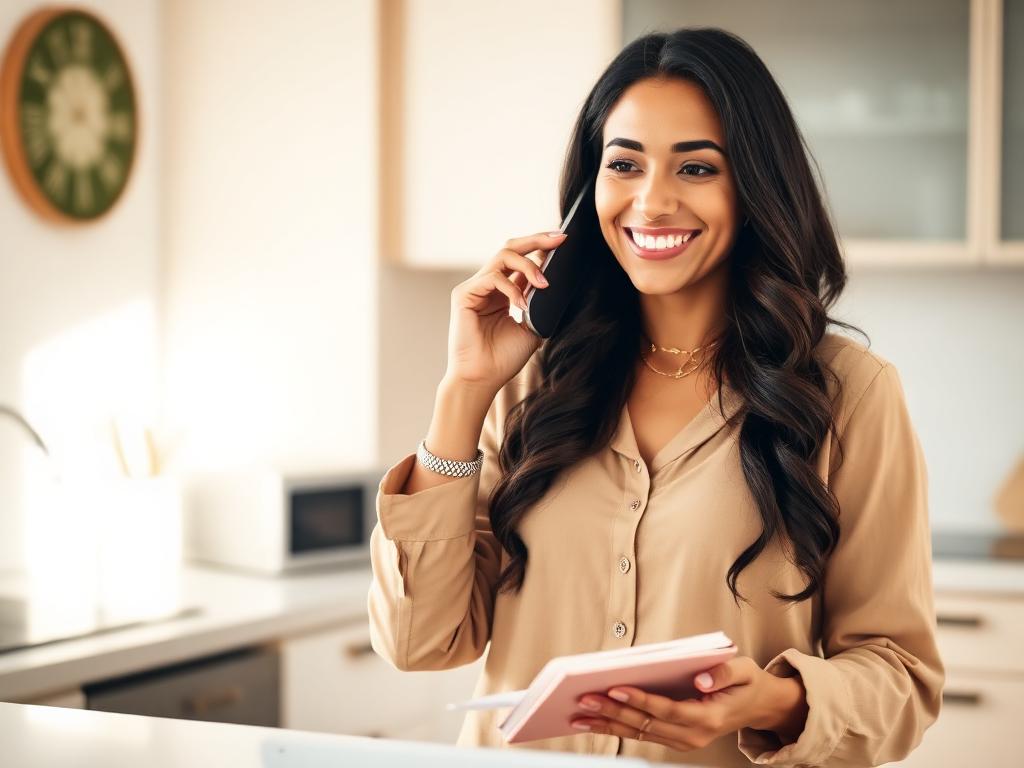 Consultora oferecendo suporte por telefone