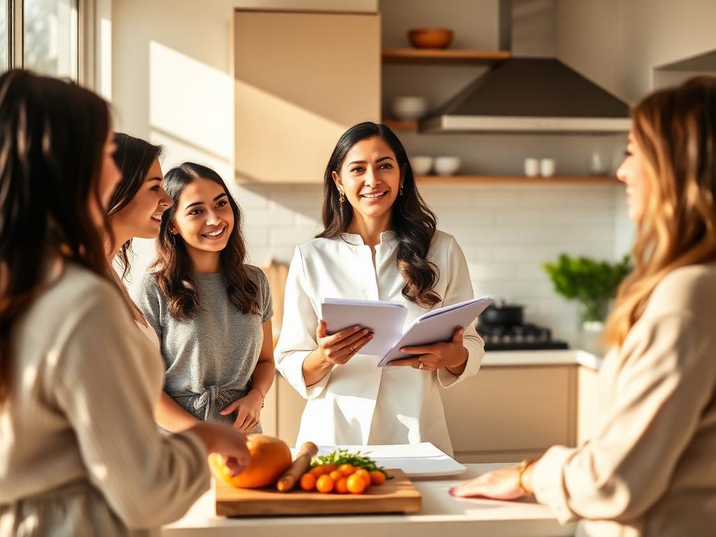 Kenia ensinando mulheres na cozinha